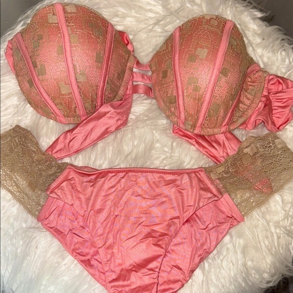Beach Bunny Coral Lace Bikini Set